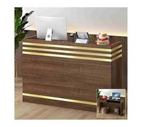 Moderno escritorio de recepción, mostrador de oficina con escritorio más grande, diseño cómodo, simple y elegante, uso versátil para zona de bienvenida, acabado en roble dorado, 100 cm