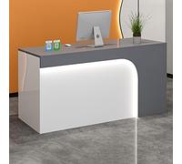 Moderno escritorio de recepción multifuncional con cajones bloqueables, bandeja para teclado y gestión de cables para el hogar, oficina, salones y spas, solución elegante y práctica para el espacio de