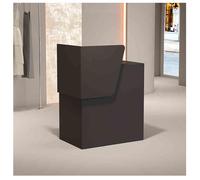 Moderno escritorio de recepción negro con cajón con cerradura y estantes abiertos, pequeño mostrador de pago al por menor para oficina delantera, 39.3 x 15.7 x 37.4 pulgadas