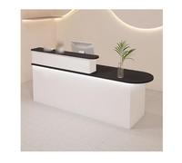 Moderno escritorio de recepción para oficina, elegante cajero en blanco y negro para salones y espacios comerciales, configuración del lado derecho, mejora tu área de recepción
