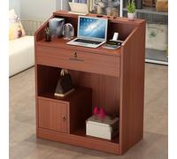Moderno escritorio de recepción para oficina, salón, vestíbulo, mesa recepcionista de teca duradera con estación de trabajo para computadora, elegante solución de mostrador de pago
