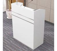 Moderno escritorio de recepción rectangular blanco con marco de metal, muebles de interior contemporáneos, 2 cajones y fácil montaje, 1 3 cm de profundidad, elegante solución de oficina