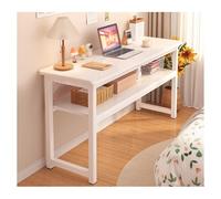 Moderno escritorio minimalista para laptop, mesa expandible para computadora con doble vigas reforzadas de almacenamiento, marco de acero sólido, capacidad de peso estable, color blanco, 140 x 70 cm