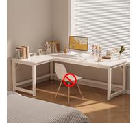 Moderno escritorio para juegos en forma de L con tablero perforado y estantes de almacenamiento, escritorio grande de esquina para computadora en casa, oficina, mesa de tocador para escribir, estudiar