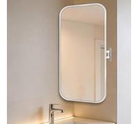 Moderno espejo de esquina rectangular para montar en la pared, espejo giratorio ajustable con marco de metal y brazo giratorio, diseño vertical y horizontal versátil (blanco, 40 x 70 cm / 15.7x27.6in)