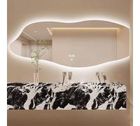 Moderno espejo de pared asimétrico retroiluminado LED de 120 cm, interruptor táctil antiempañamiento, espejo de baño irregular sin marco, elegante decoración del hogar, diseño de 48 pulgadas para