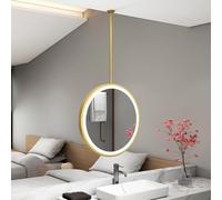 Moderno espejo redondo para colgar en el techo con luz LED, regulable, 3 temperaturas de color, metal e para sala de estar, dormitorio, comedor, entrada, baño, 50 cm, rosa d
