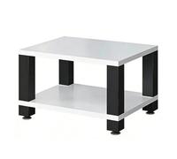 Moderno estante blanco de 2 niveles para audio/video, estantes ajustables, torre AV independiente para almacenamiento estéreo, ideal para cine en casa y organización de sala de estar