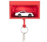 Moderno estante de almacenamiento de llaves montado en la pared con puerta para un acceso y visualización sin esfuerzo (rojo)