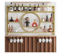 Moderno estante de almacenamiento de vino, montado en la pared con luz LED, estante de licor de barra de hierro, estantes flotantes para vino con soporte de vidrio, ideal para cocina y bodega