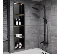 Moderno estante de ducha empotrable negro con iluminación LED, sin azulejos integrado, Slish baño, varios tamaños (120 x 28 cm) para un mejor nizat