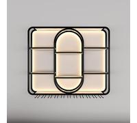 Moderno estante de metal negro montado en la pared para bar con luz LED y soporte de vidrio, elegante exhibición de licor para bar en casa, 39.4 x 7.9 x 39.4 pulgadas