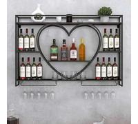 Moderno estante de pared con estante y soporte para vidrio, elegante almacenamiento de botellas de vino negro, 120 x 15 x 80 cm, perfecto para decoración del hogar, bar y cocina