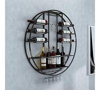 Moderno estante de vino de metal negro redondo para 12 botellas y 7 vasos, elegante soporte de vino de gran capacidad (dorado y negro) perfecto para decoración del hogar, bar y cocina