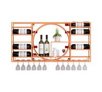 Moderno estante de vino de metal para montaje en pared, estantes flotantes para el hogar, bar, botella de vidrio, almacenamiento de cocina, 39.4 x 4.3 x 20.5 pulgadas (naranja)