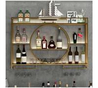 Moderno estante de vino de metal para pared o armario, elegante barra dorada para champán y copas, almacenamiento multifuncional de copas de vino de hierro, 39 x 6 x 31 pulgadas, perfecto para el