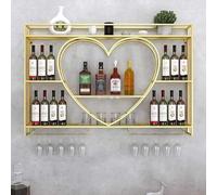 Moderno estante de vino montado en la pared con estante de exhibición, elegante soporte dorado para botellas de vino y almacenamiento de vidrio, 120 x 15 x 80 cm, perfecto para decoración del hogar