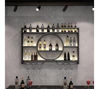 Moderno estante de vino montado en la pared, estante de exhibición de botellas de vino de hierro fuerte con soporte de vidrio, elegante unidad de barra dorada/negra para almacenamiento de licor