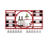 Moderno estante flotante de metal montado en la pared para el hogar, bar y cocina, elegante nizador de botellas y vidrio, 39.4 x 4.3 x 20.5 pulgadas, acabado rojo