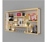 Moderno estante flotante dorado para botellas de vino para el hogar, bar o restaurante, soporte de exhibición de bar comercial montado en la pared (tamaño: 120 x 80 x 20 cm)