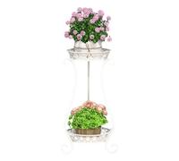 Moderno estante multifuncional de hierro para flores, de dos niveles, para balcón, suelo e interior, impermeable, ideal para el rincón del jardín