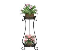 Moderno estante multifuncional de hierro para flores, de dos niveles, para balcón, suelo e interior, impermeable, ideal para el rincón del jardín
