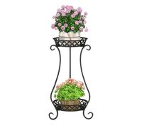 Moderno estante multifuncional de hierro para flores, de dos niveles, para balcón, suelo e interior, impermeable, ideal para el rincón del jardín