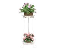 Moderno estante multifuncional de hierro para flores, de dos niveles, para balcón, suelo e interior, impermeable, ideal para el rincón del jardín