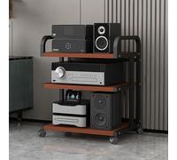 Moderno estante multimedia con ruedas, soporte de esquina para juegos y DVD, torre estéreo de audio y video, para consolas y routers WiFi, color negro (50 x 40 x)