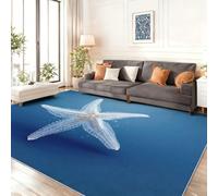 Moderno Estrella de mar Fondo Marino Alfombras para Sala de Estar 50 x 80 cm, Alfombra Antideslizante Lavable de Pelo Corto, Suave y Duradera para Sala Dormitorio y Oficina Azul