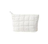 Moderno estuche de cosméticos acolchado multiusos portátil para cosméticos, esenciales, superficies texturizadas, resistente, de poliuretano, multifuncional, organizador, White
