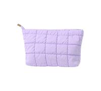 Moderno estuche de cosméticos acolchado multiusos portátil para cosméticos, esenciales, superficies texturizadas, resistentes, de poliuretano, bolsas de maquillaje, Purple, Talla única