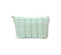 Moderno estuche de cosméticos acolchado multiusos portátil para cosméticos, esenciales, superficies texturizadas, resistentes, de poliuretano, bolsas de maquillaje, verde claro, Talla única