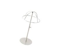 Moderno expositor de sombreros de acero inoxidable con base antideslizante para almacenamiento de sombreros para una colocación segura en entornos minoristas, altura ajustable