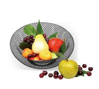 Moderno Frutero de Doble Pared, Bol de Fruta Metálico Grande, Diseño de Malla Decorativo Cuenco Cesta, para Contener Una Gran Variedad de Frutas, Panes, Huevos y Aperitivos