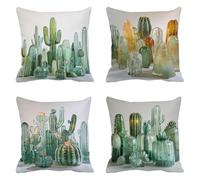 Moderno Funda Cojin 65x65cm Cojines Exterior Sofa Cama Funda Almohada Lino Cojines Exterior Impermeable Decorativos Cactus Grandes Fundas Almohadas para Sofá Juego de 4 Cremallera Invisible g-8449