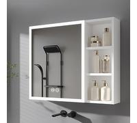 Moderno gabinete de medicina con espejo montado en la pared con función de desempañamiento, elegante organizador de tocador para espacio encima del inodoro, diseño elegante para una eficiencia óptima