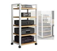 Moderno gabinete de soporte de audio y vídeo con 5 estantes, perfecto para reproductores de DVD, consolas de juegos y routers WiFi, estante esquinero, estante de audio, torre de soporte (60 x 40 x 100