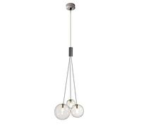 Moderno Grupo de Luz Colgantes de 3 Luces de Bola de Cristal LED Iluminación Colgante de Techo de Isla de Cocina Simple Lámpara Araña para Comedor (Transparente)