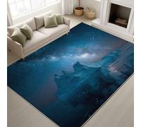 Moderno Iceberg Alfombras, Suave Vía Láctea Ilustración Tapete de pelo corto, Base antideslizante de TPR, Azul Real Blanca Alfombra Antideslizante Dormitorio,Felpudo Entrada Casa - 80 cm x 120 cm