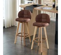 Moderno juego de 2 taburetes de bar giratorios en piel sintética con patas de madera, elegantes asientos de cocina, comedor y restaurante, muebles de bar elegantes para uso doméstico y comercial