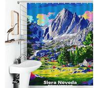 Moderno juego de baño de tela resistente y antimoho, inspirado en el Parque Nacional Sierra Nevada y la majestuosidad de la naturaleza. Bañera de 143 x 180 cm (56,30 x 70,87 pulgadas).