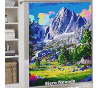 Moderno juego de baño de tela resistente y antimoho, inspirado en el Parque Nacional Sierra Nevada y la majestuosidad de la naturaleza. Bañera de 177 x 180 cm (69,69 x 70,87 pulgadas).