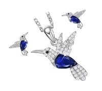Moderno juego de collar y aretes inspirados en aviar con detalles de cristal, diseño de aleación ligera para mujer, elegante juego de joyas de pájaros para todos los días, talla única, como se