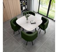 Moderno juego de comedor cuadrado con sillas que ahorran espacio, perfecto para reuniones de negocios y sala de estar, elegante combinación de muebles gris oscuro