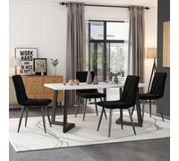 Moderno juego de comedor de 117 x 68 cm, mesa reclinable con 4 sillas, tapicería de terciopelo Bei, diseño de sarga perfecto para el comedor en casa, mejora de piel