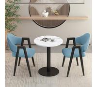 Moderno juego de comedor de 3 piezas con 2 sillas tapizadas, mesa de reunión redonda y silla para salas de conferencias pequeñas y áreas de comedor de cocina.