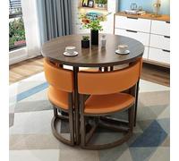 Moderno juego de comedor de 5 piezas con mesa redonda y sillas de cuero, ideal para espacios pequeños y apartamentos