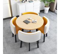 Moderno juego de comedor de 5 piezas, mesa compacta de madera con 4 sillas, ideal para espacios pequeños, solución de muebles elegantes y funcionales