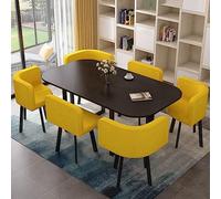 Moderno juego de comedor de mármol sintético de 7 piezas con sillas tapizadas, ideal para cocina, comedor o rincón de desayuno